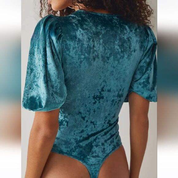 Free People Don't You Wish Bodysuit Deep Teal Size M - Picture 2 of 5